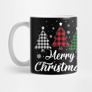 Merry Christmas Tree Xmas Buffalo Plaid Mug